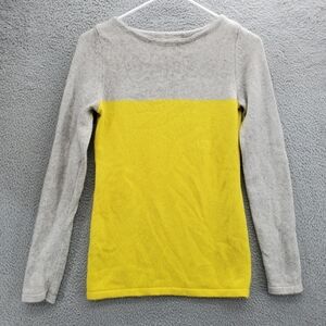Banana Republic Colorblock Boatneck Pullover Wool Cashmere Womens XS Yellow Gray